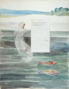 Ode on the Death of a Favorite Cat, fra The Poems of Thomas Gray, utgitt 1797-98 (wc og svart blekk på papir) av William Blake